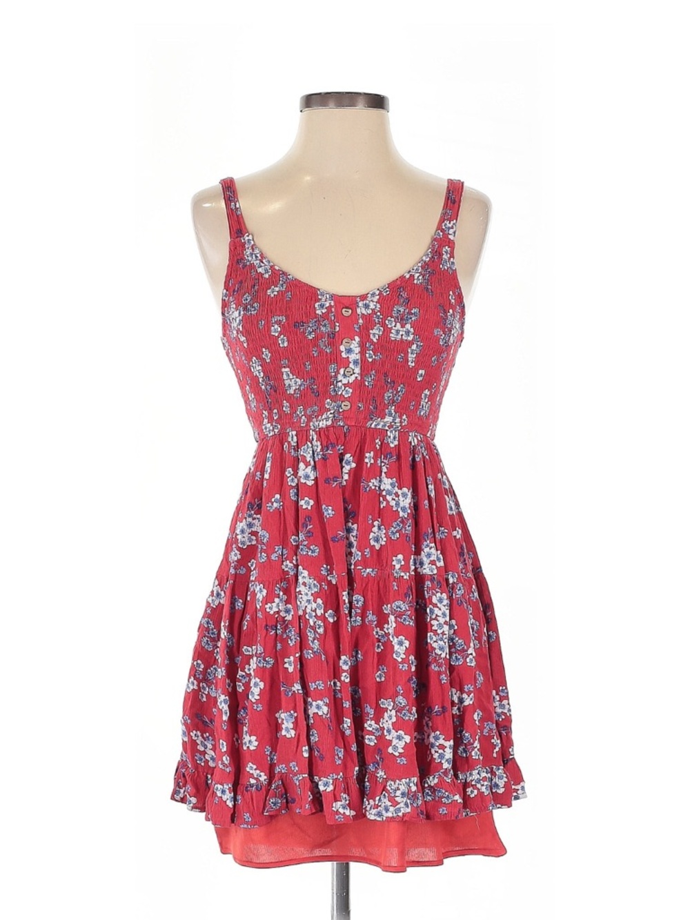 Japna Red Floral Smocked Mini Dress